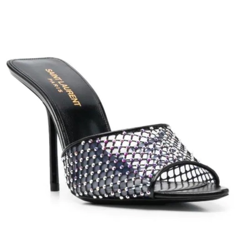 Saint Laurent
crystal-embellished leather mules size 41